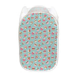 Pastel Cupcake Pattern Print Mesh Laundry Hamper