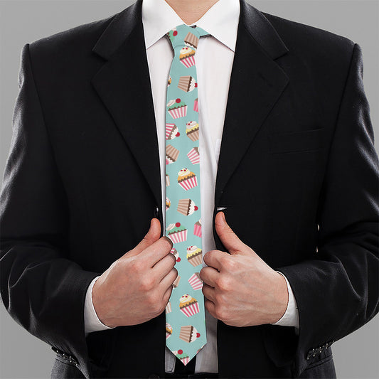 Pastel Cupcake Pattern Print Necktie