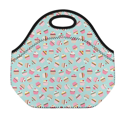 Pastel Cupcake Pattern Print Neoprene Lunch Bag