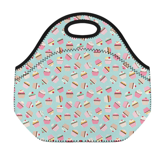 Pastel Cupcake Pattern Print Neoprene Lunch Bag