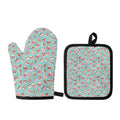 Pastel Cupcake Pattern Print Oven Mitt And Pot Holder Set