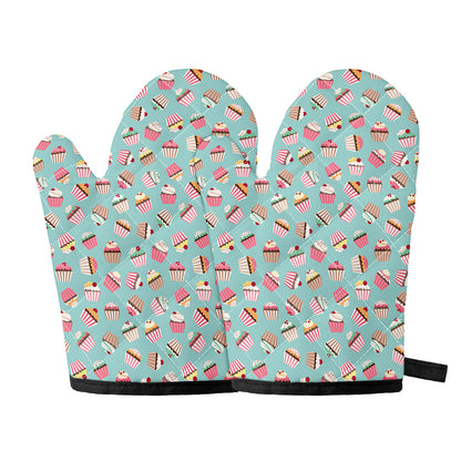 Pastel Cupcake Pattern Print Oven Mitts