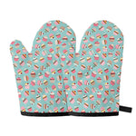 Pastel Cupcake Pattern Print Oven Mitts