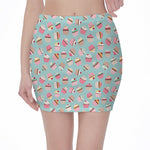 Pastel Cupcake Pattern Print Pencil Mini Skirt