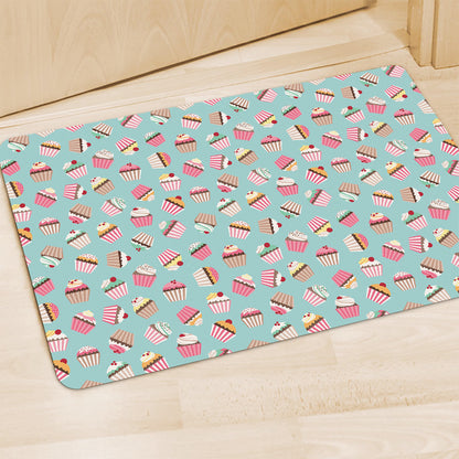 Pastel Cupcake Pattern Print Polyester Doormat