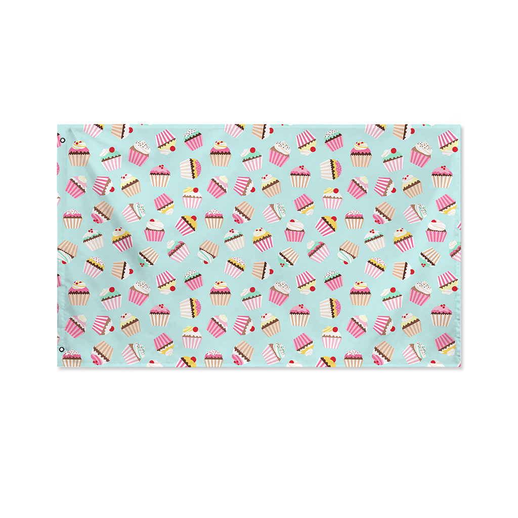 Pastel Cupcake Pattern Print Polyester Flag
