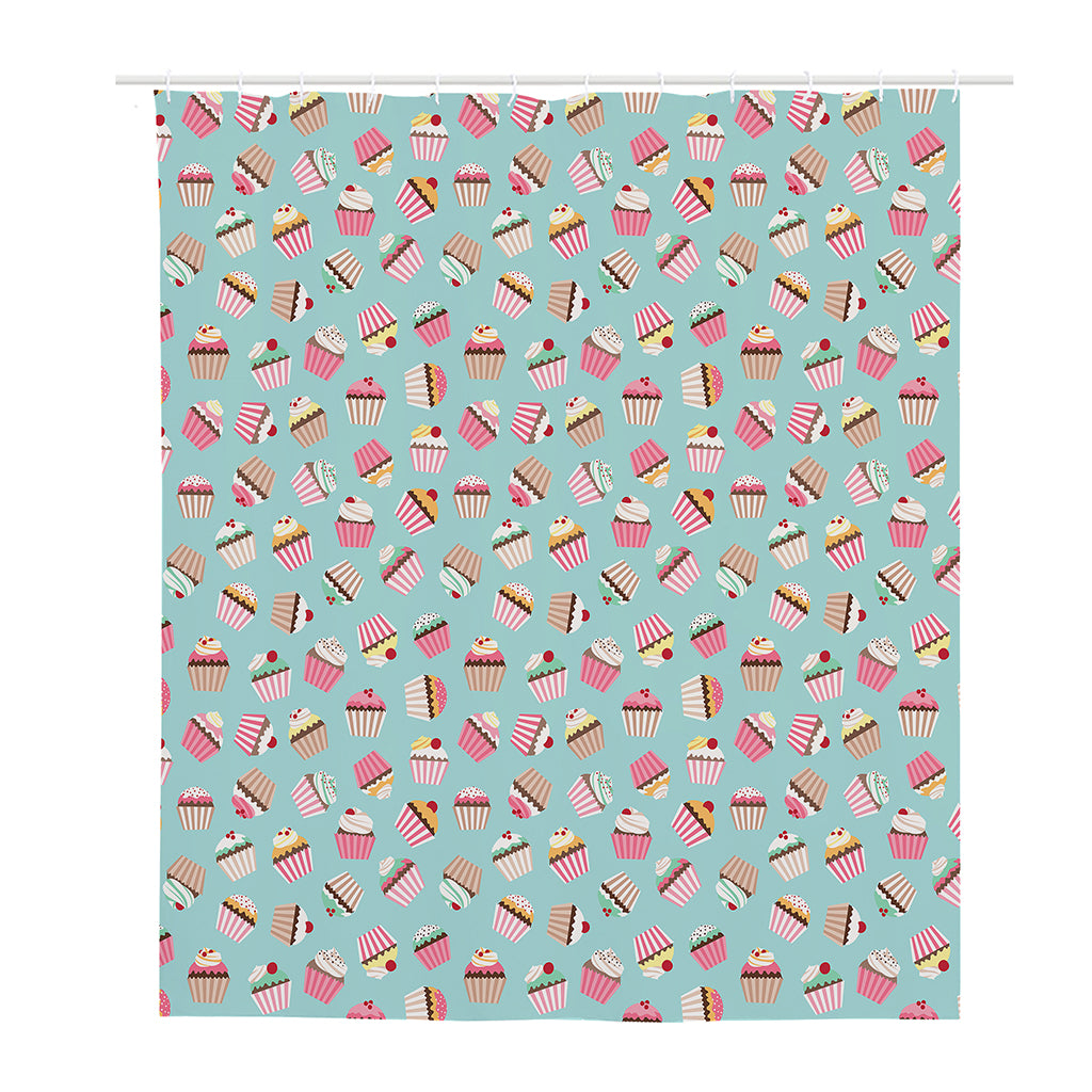 Pastel Cupcake Pattern Print Polyester Shower Curtain