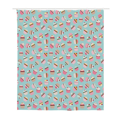 Pastel Cupcake Pattern Print Polyester Shower Curtain