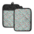 Pastel Cupcake Pattern Print Pot Holders With Pocket