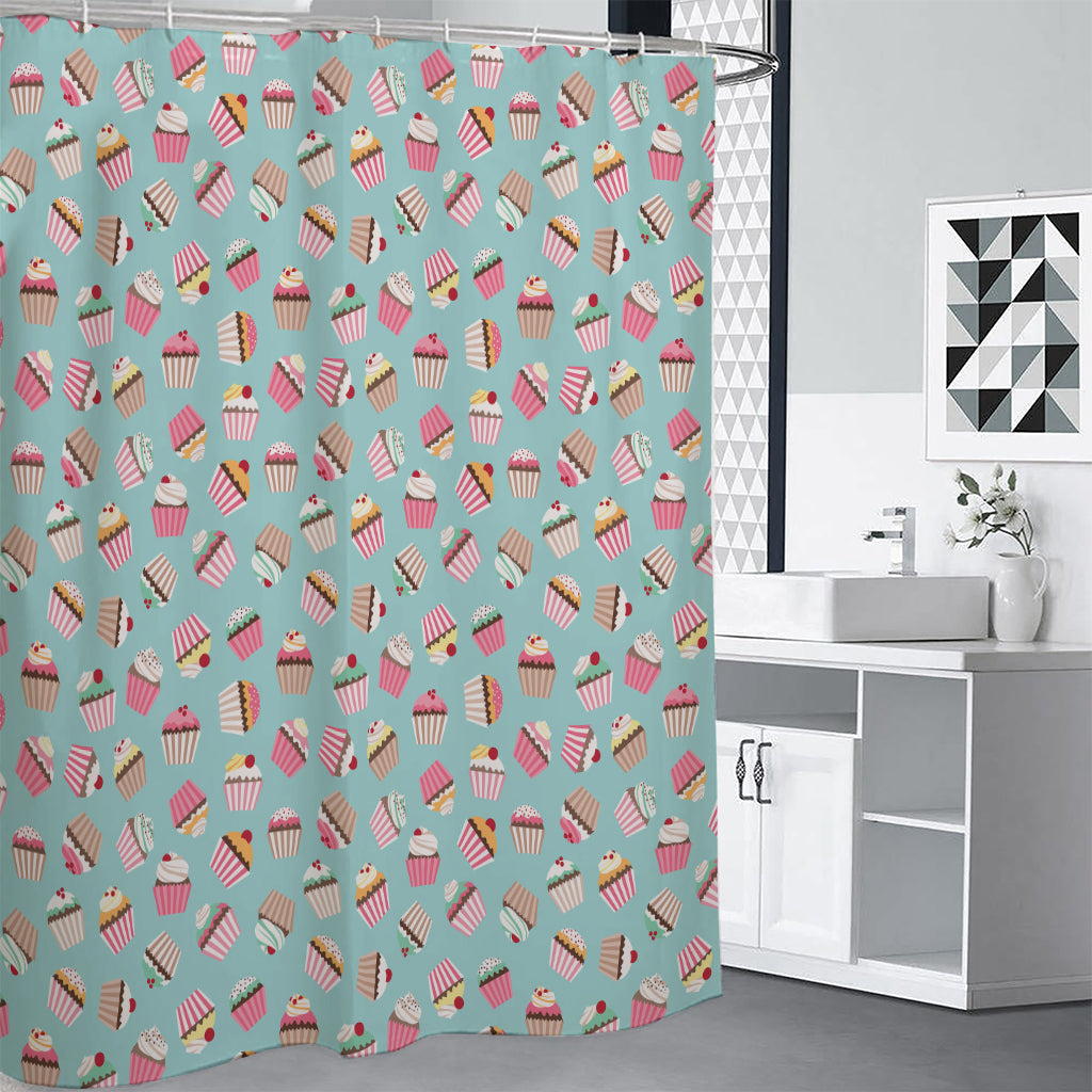 Pastel Cupcake Pattern Print Premium Shower Curtain