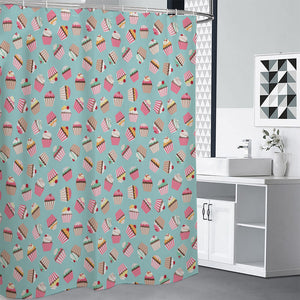 Pastel Cupcake Pattern Print Premium Shower Curtain