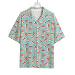 Pastel Cupcake Pattern Print Rayon Hawaiian Shirt
