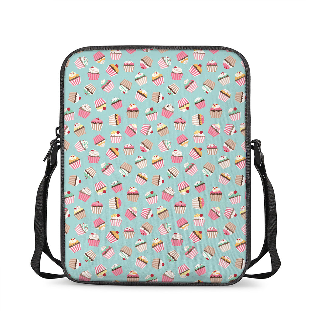 Pastel Cupcake Pattern Print Rectangular Crossbody Bag