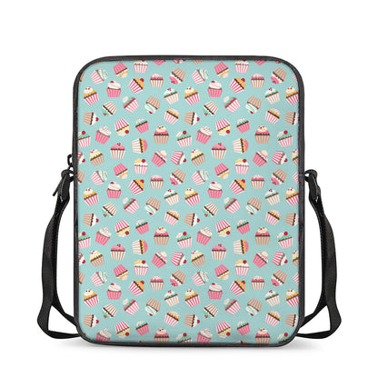 Pastel Cupcake Pattern Print Rectangular Crossbody Bag
