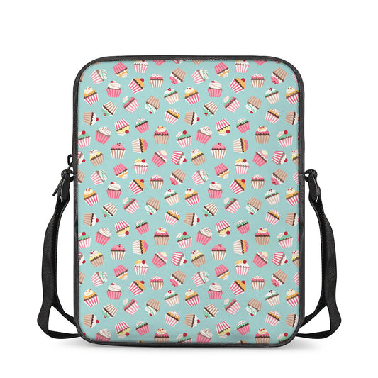Pastel Cupcake Pattern Print Rectangular Crossbody Bag