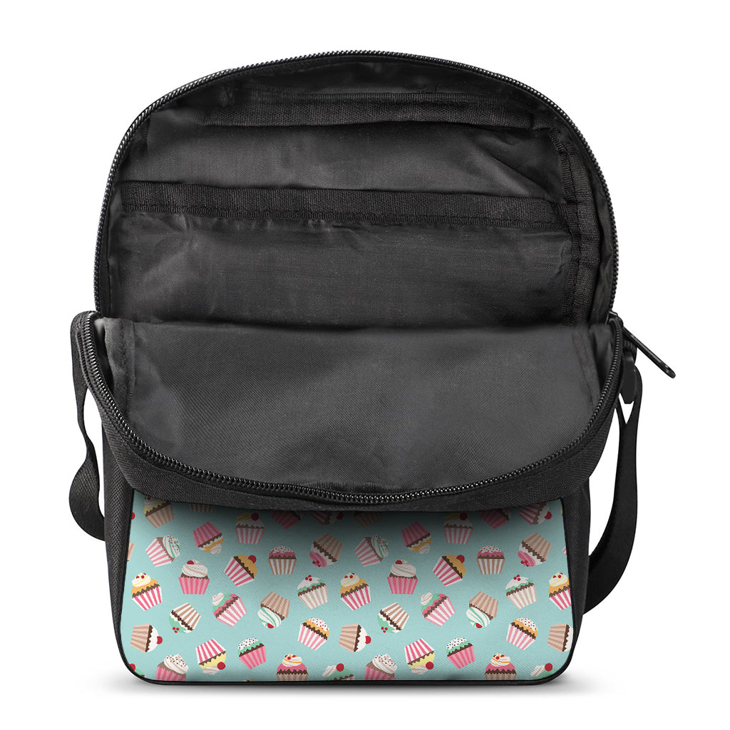 Pastel Cupcake Pattern Print Rectangular Crossbody Bag
