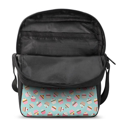 Pastel Cupcake Pattern Print Rectangular Crossbody Bag