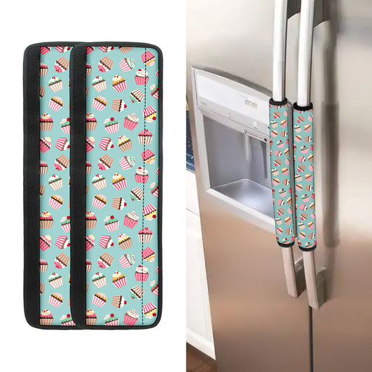 Pastel Cupcake Pattern Print Refrigerator Handle Covers