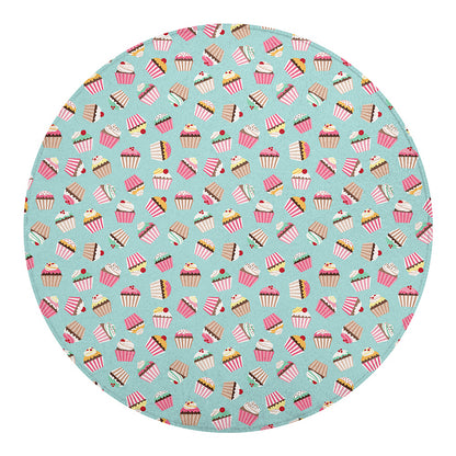 Pastel Cupcake Pattern Print Round Blanket