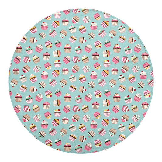 Pastel Cupcake Pattern Print Round Blanket