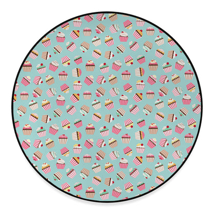Pastel Cupcake Pattern Print Round Floor Mat