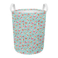 Pastel Cupcake Pattern Print Round Laundry Basket