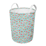 Pastel Cupcake Pattern Print Round Laundry Basket