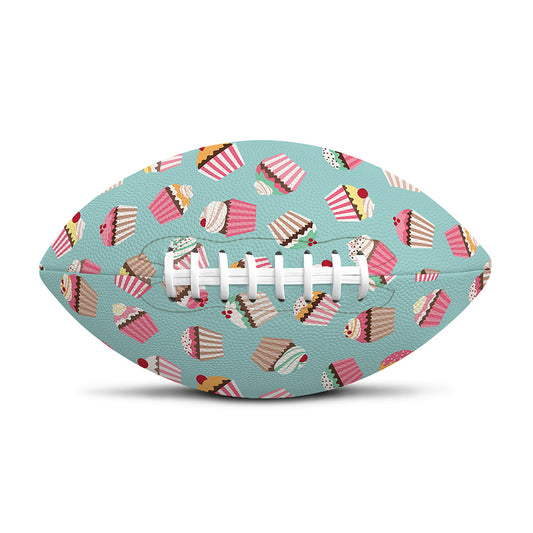 Pastel Cupcake Pattern Print Rugby Ball