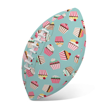 Pastel Cupcake Pattern Print Rugby Ball