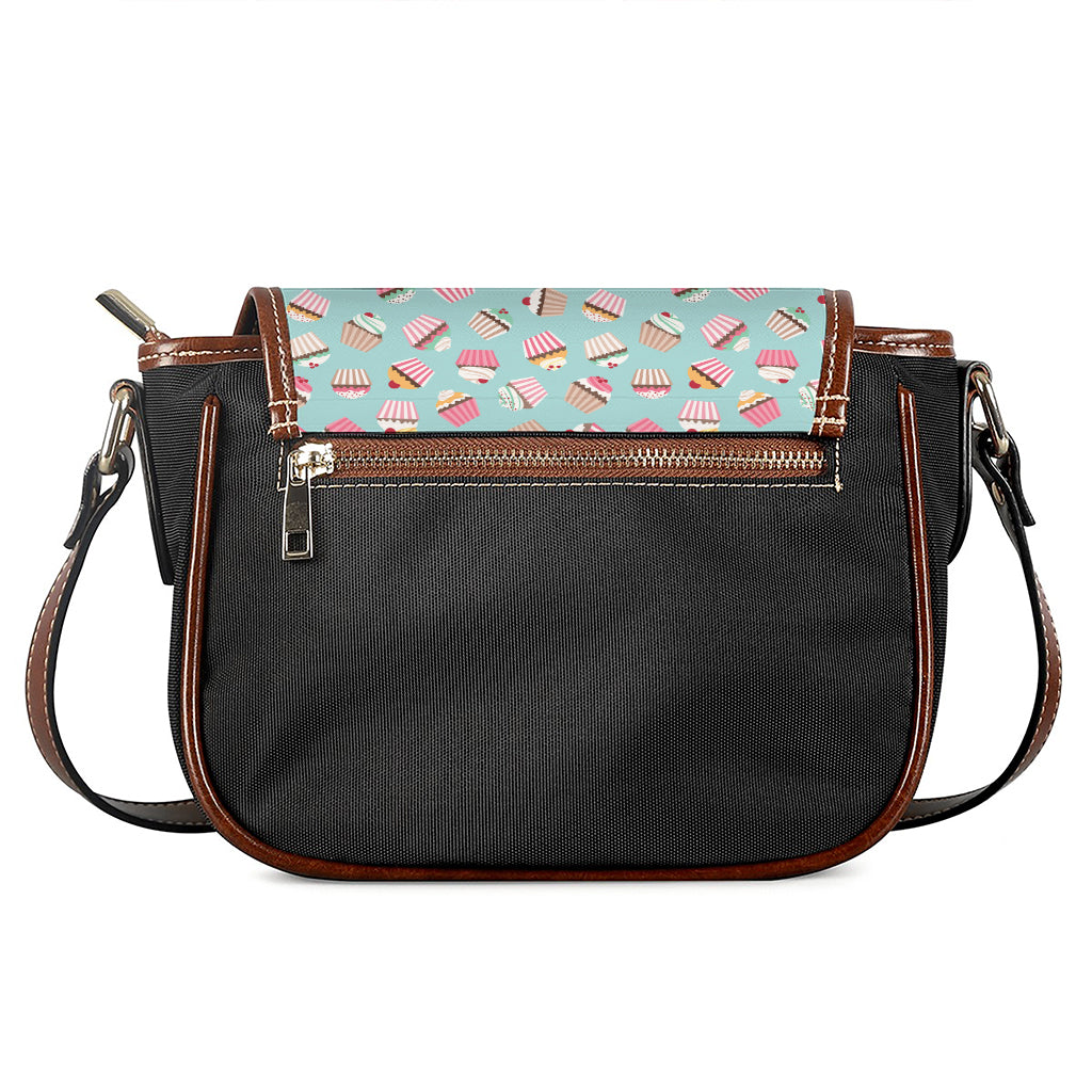 Pastel Cupcake Pattern Print Saddle Bag