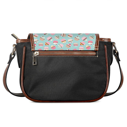 Pastel Cupcake Pattern Print Saddle Bag