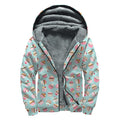 Pastel Cupcake Pattern Print Sherpa Lined Zip Up Hoodie