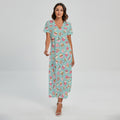 Pastel Cupcake Pattern Print Short Sleeve Maxi Dress