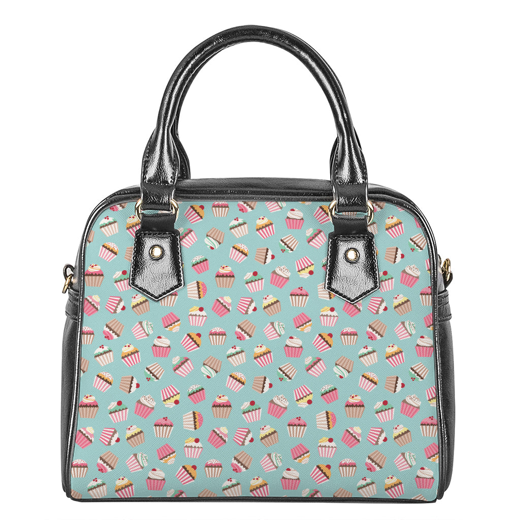 Pastel Cupcake Pattern Print Shoulder Handbag