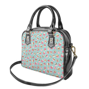 Pastel Cupcake Pattern Print Shoulder Handbag