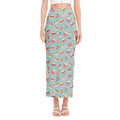 Pastel Cupcake Pattern Print Side Slit Maxi Skirt