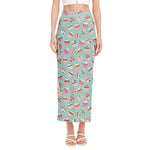 Pastel Cupcake Pattern Print Side Slit Maxi Skirt