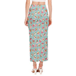 Pastel Cupcake Pattern Print Side Slit Maxi Skirt