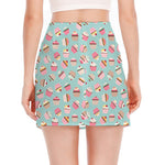 Pastel Cupcake Pattern Print Side Slit Mini Skirt