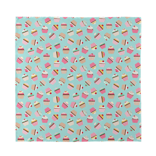 Pastel Cupcake Pattern Print Silk Bandana