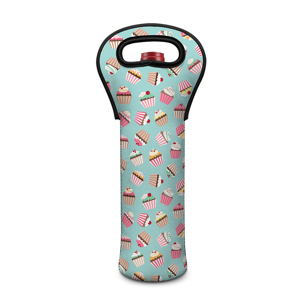 Pastel Cupcake Pattern Print Single Neoprene Wine Tote