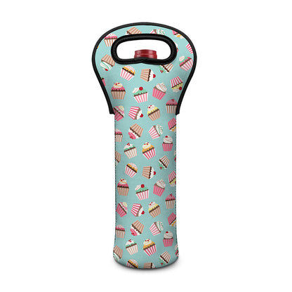 Pastel Cupcake Pattern Print Single Neoprene Wine Tote