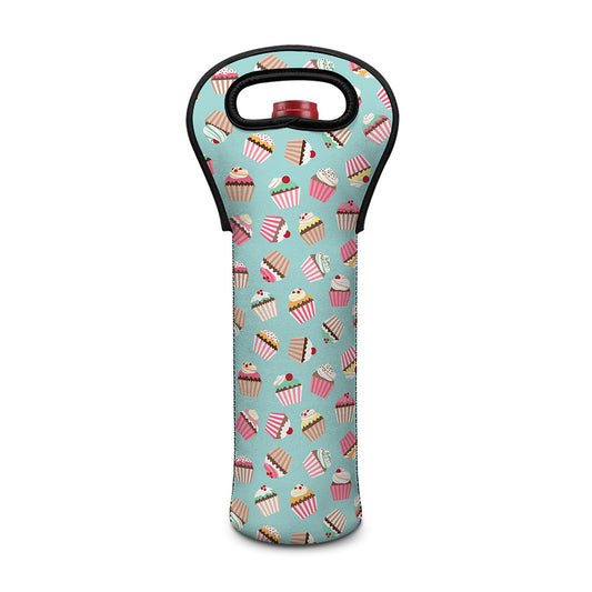 Pastel Cupcake Pattern Print Single Neoprene Wine Tote