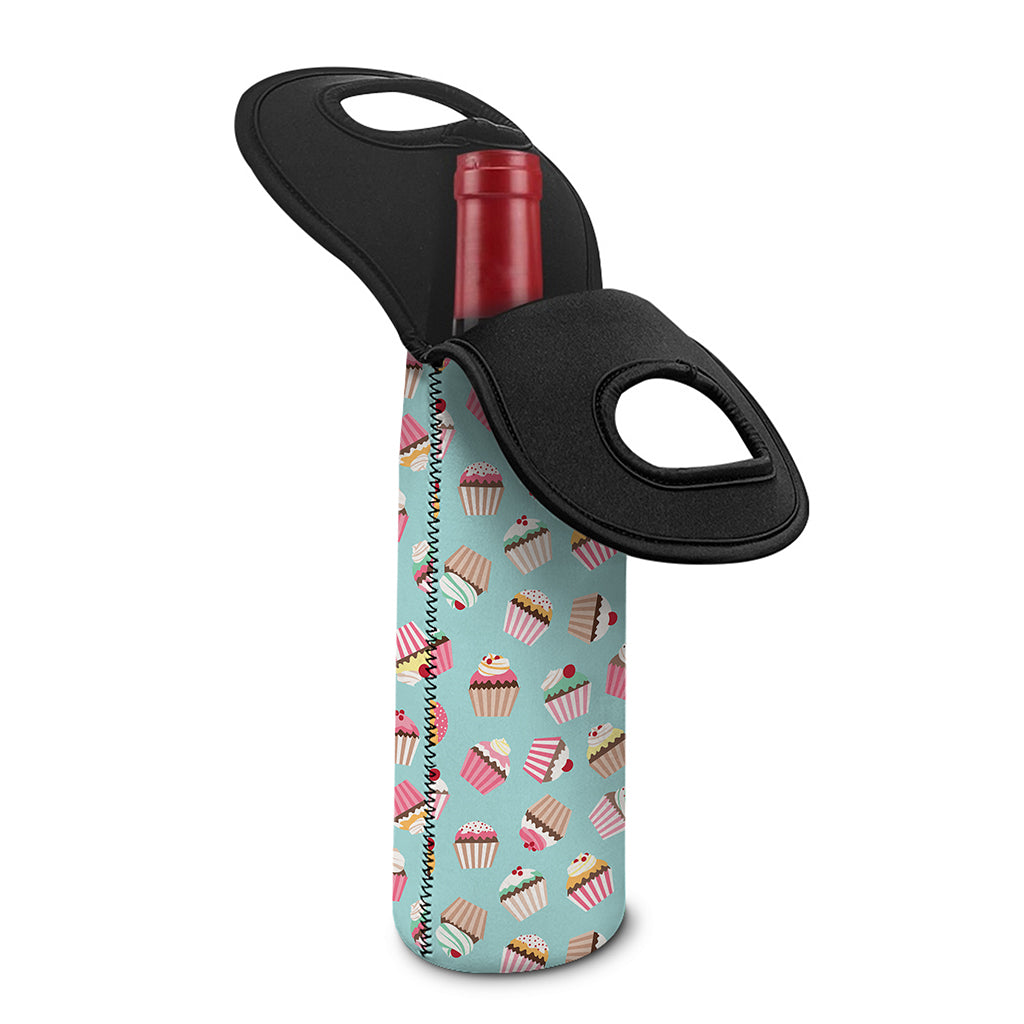 Pastel Cupcake Pattern Print Single Neoprene Wine Tote