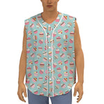 Pastel Cupcake Pattern Print Sleeveless Baseball Jersey