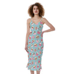 Pastel Cupcake Pattern Print Slim Fit Midi Cami Dress
