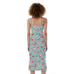 Pastel Cupcake Pattern Print Slim Fit Midi Cami Dress