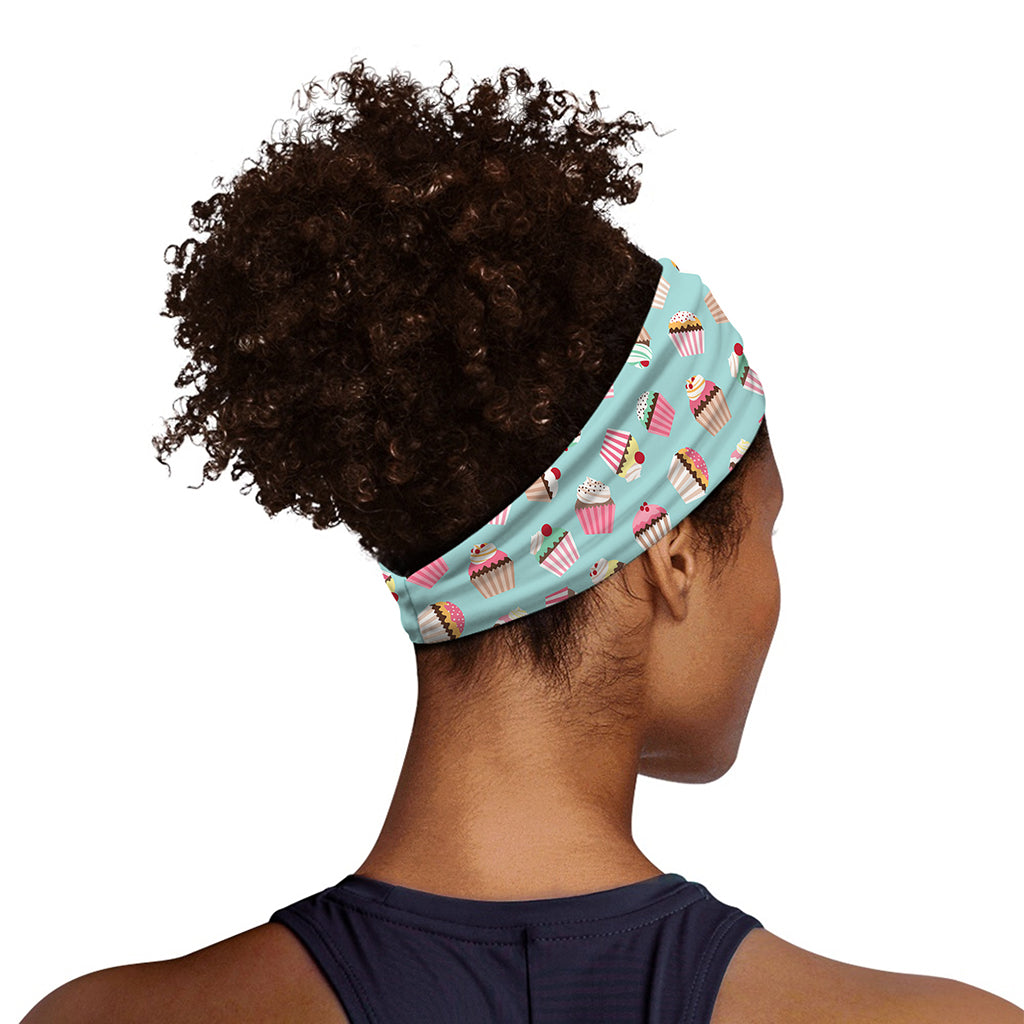 Pastel Cupcake Pattern Print Sports Headband