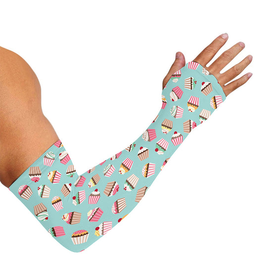 Pastel Cupcake Pattern Print Sun Protection Arm Sleeves