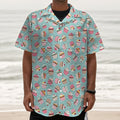 Pastel Cupcake Pattern Print Textured Short Sleeve Shirt